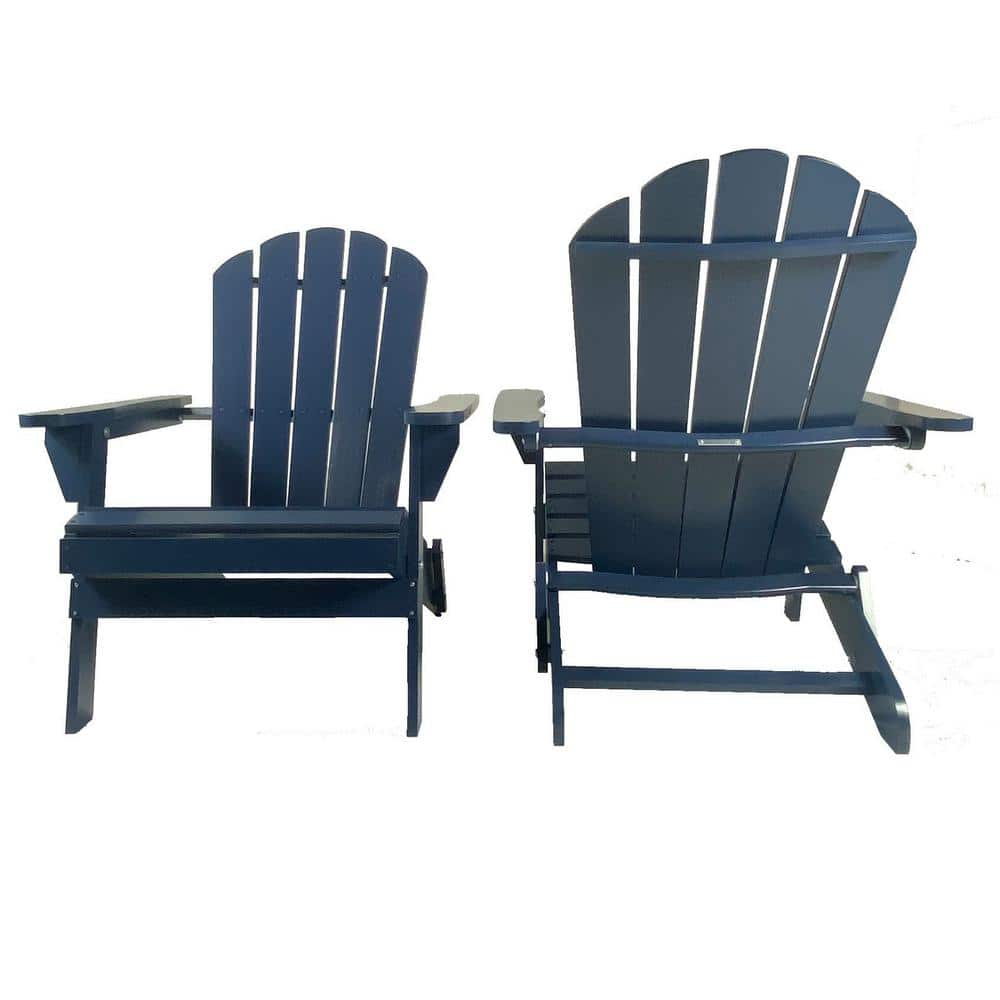 Midnight Blue Folding Wood Patio Adirondack Chair (2Pack) 112. Reg