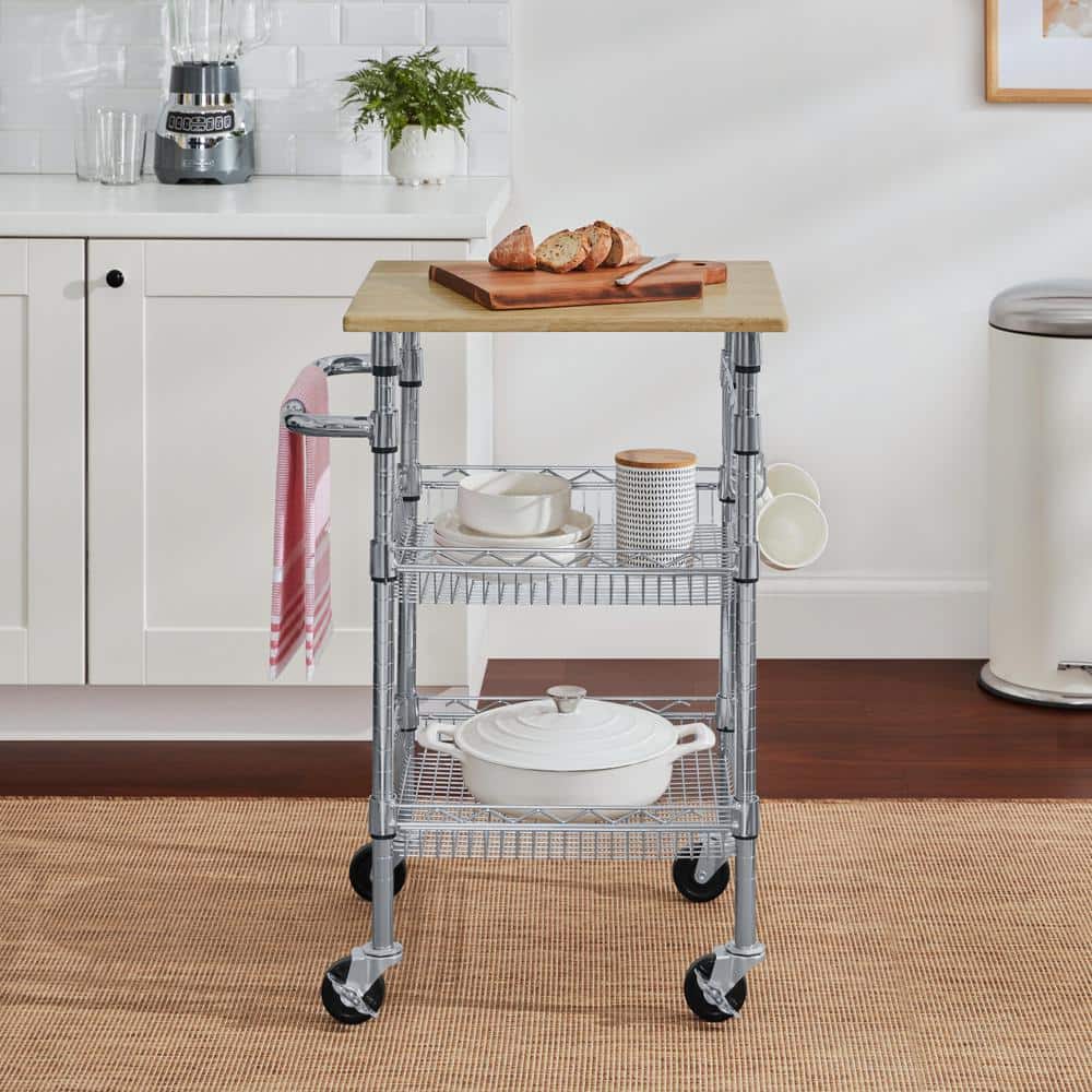 Gatefield Small Chrome Metal Rolling Microwave Kitchen Cart $36. Reg $60. F/S from Home Depot.