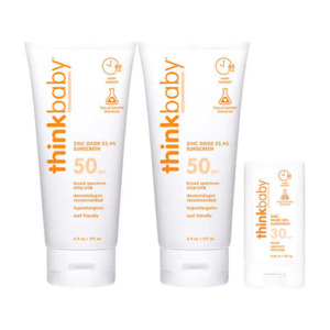 2-Count 6-oz Thinkbaby SPF 50 Sunscreen Lotions + 0.64-oz SPF 30 Sunscreen Stick $20 (Costco Members) + Free Shipping