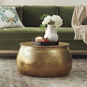 Calluna 30 in. Gold Round Metal Coffee Table with Lift Top Storage $259.  Reg  $370.  F/S from Home Depot.