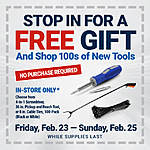Harbor Freight Stores: 4-In-1 Screwdriver, 36" Pickup/Reach Tool or 8" Cable Ties Free w/ Printable Coupon (No Purchase Req. thru 2/25)
