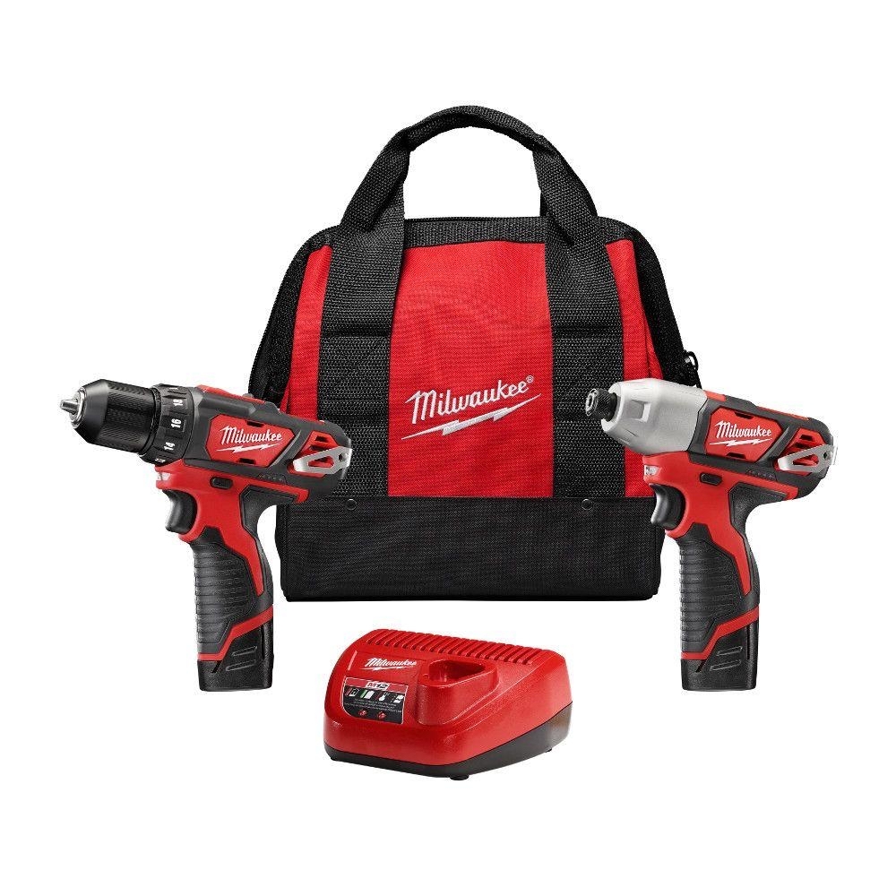 Milwaukee M12 12-Volt Lithium-Ion Cordless Drill Driver/Impact Driver Combo Kit w/ Two 1.5Ah Batteries, Charger Tool Bag (2-Tool) 2494-22 - $59.77