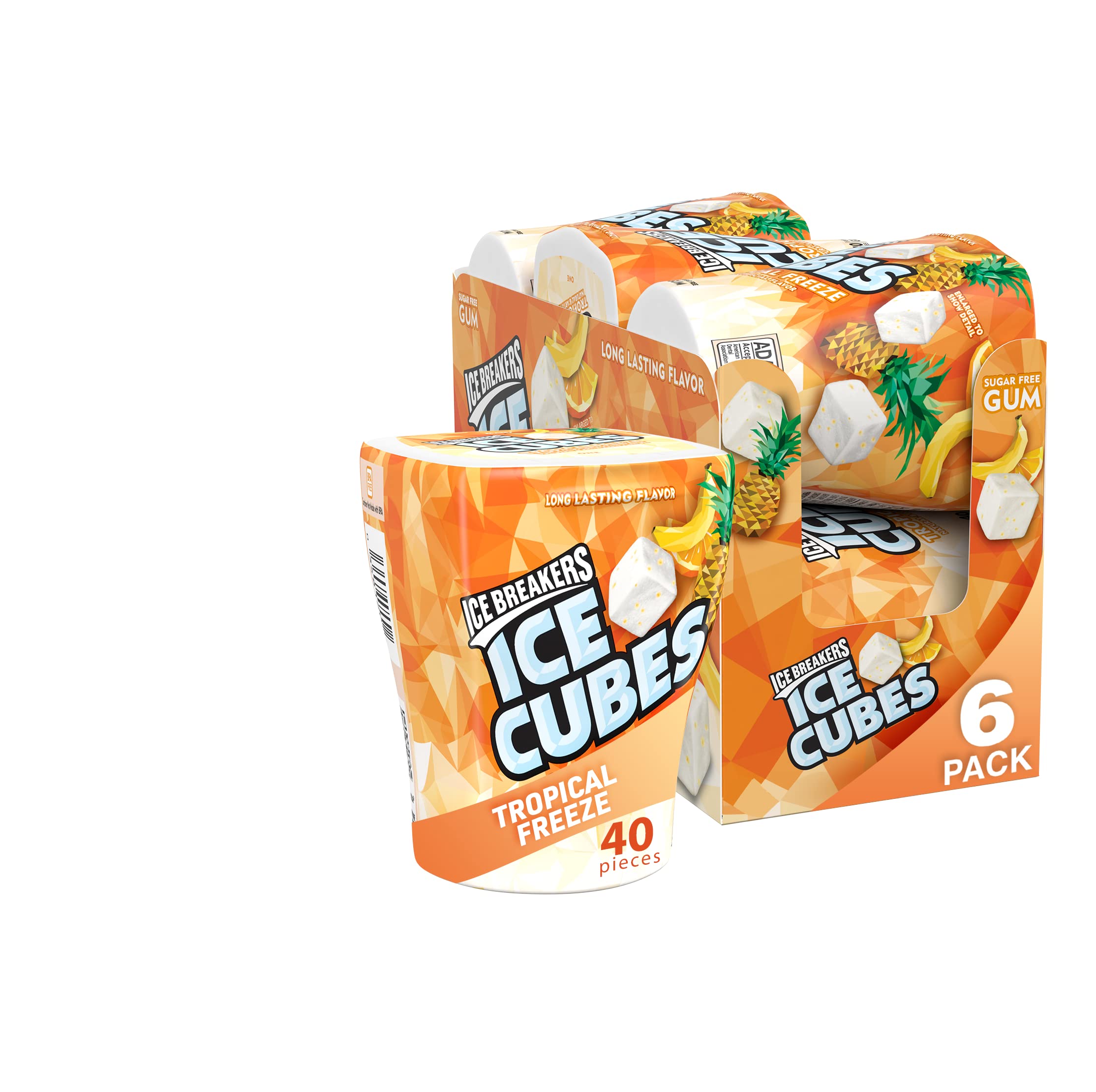 ICE BREAKERS ICE CUBES Tropical Freeze Flavored Sugar Free Chewing Gum, Made With Xylitol, 3.24 oz Bottles, 40 Count (Pack of 6) $16.89