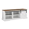 48-Inch Walker Edison Rustic Farmhouse Sliding Barn Door Shoe Cabinet Storage Indoor Bench w/ 3 Shelves (White/Rustic Oak) $84.99 + Free Shipping