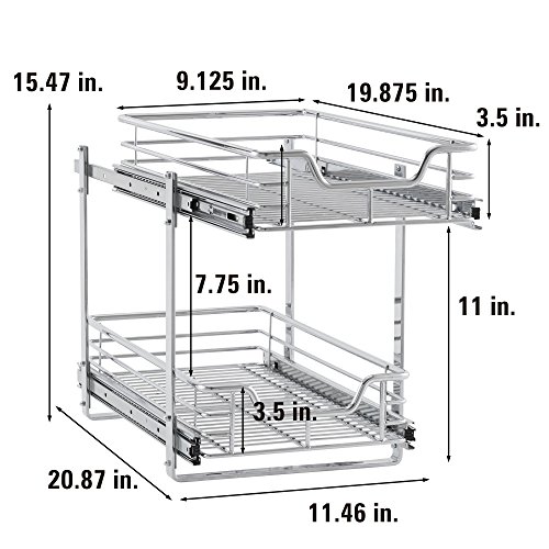 Household Essentials Glidez Dual 2-Tier Sliding Cabinet Organizer (Chrome): 11.5" for $75.92 + Free Shipping