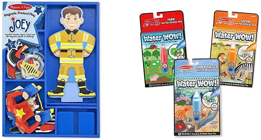 Melissa & Doug: 25-Piece Joey Magnetic Wooden Play Set & 3-Pack Water Wow Bundle Pads $10.89 + FS w/ Prime or $25+