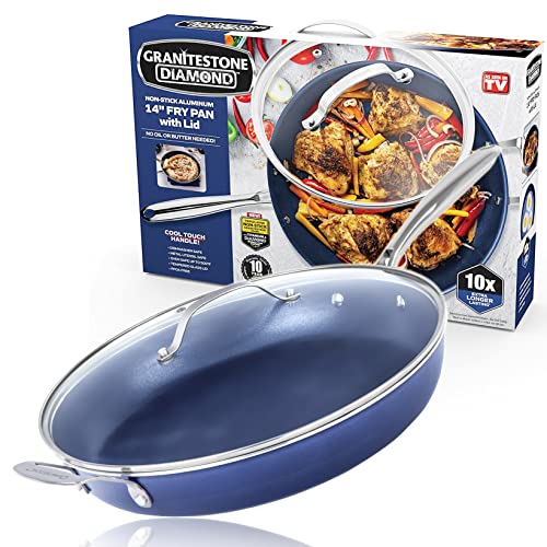14” Granitestone Blue Nonstick Frying Pan w/ Lid $24.43 + Free Shipping w/ Prime or on orders $25+