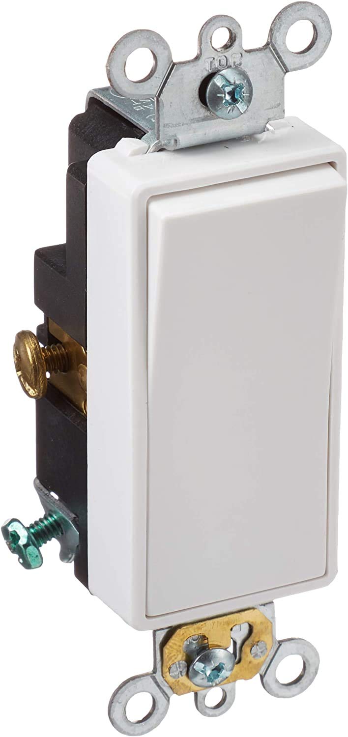 20Amp Leviton 56212W Decora SinglePole AC Quiet Rocker Switch (White