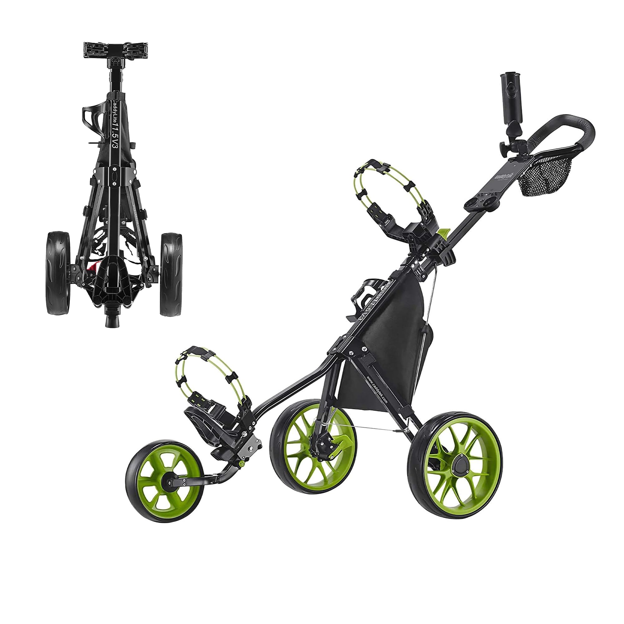 Caddytek CaddyLite 11.5 V3 Dexlue Golf Push Cart (Black/Lime)
