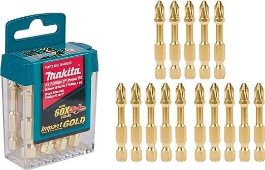 15-Piece Makita Impact Gold #2 Phillips 2'' Power Bit (B-60523) $8.81 + Free Shipping w/ Prime or on orders $35+