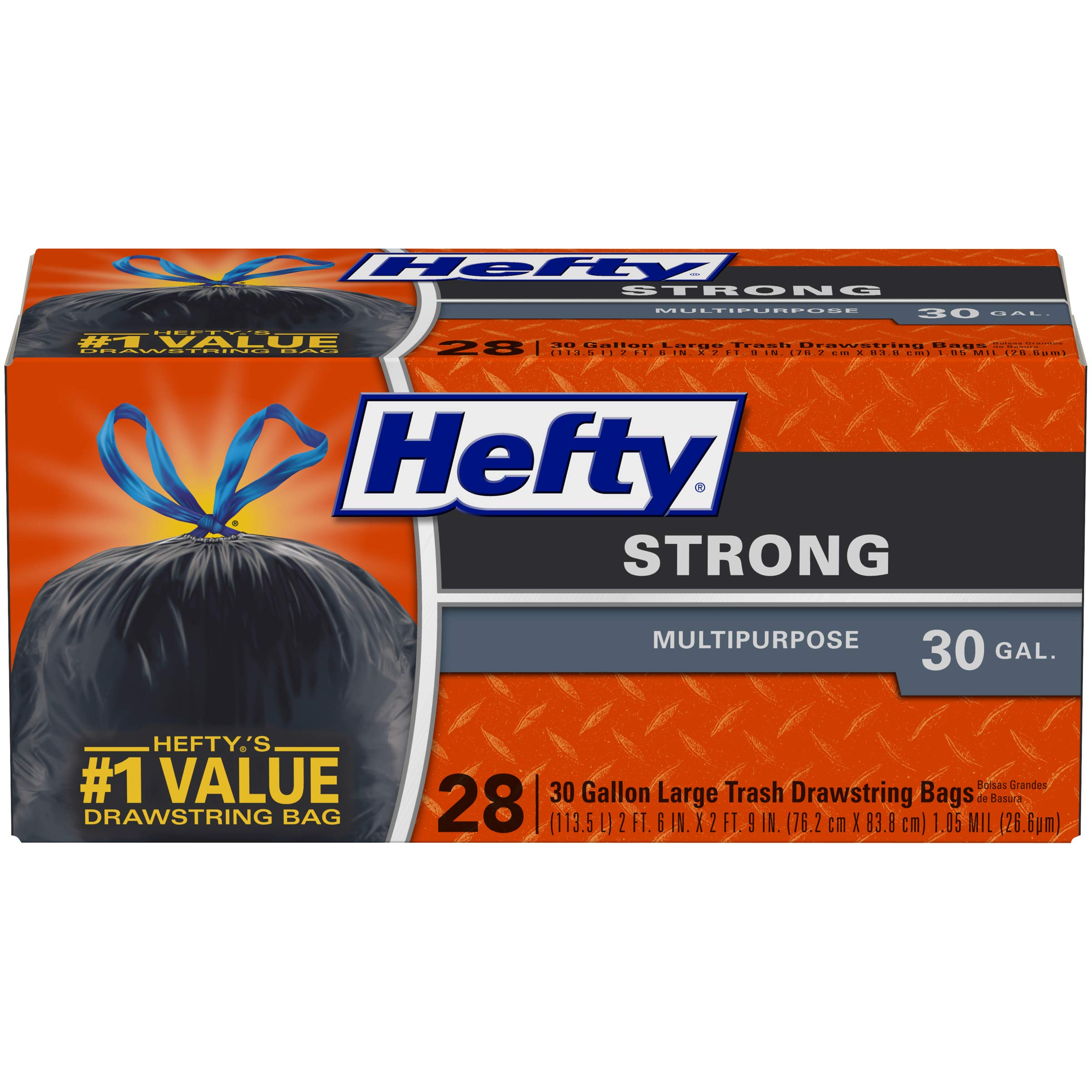 Hefty Strong Multipurpose Large Black Trash Bags, 30 Gallon, 56 Count