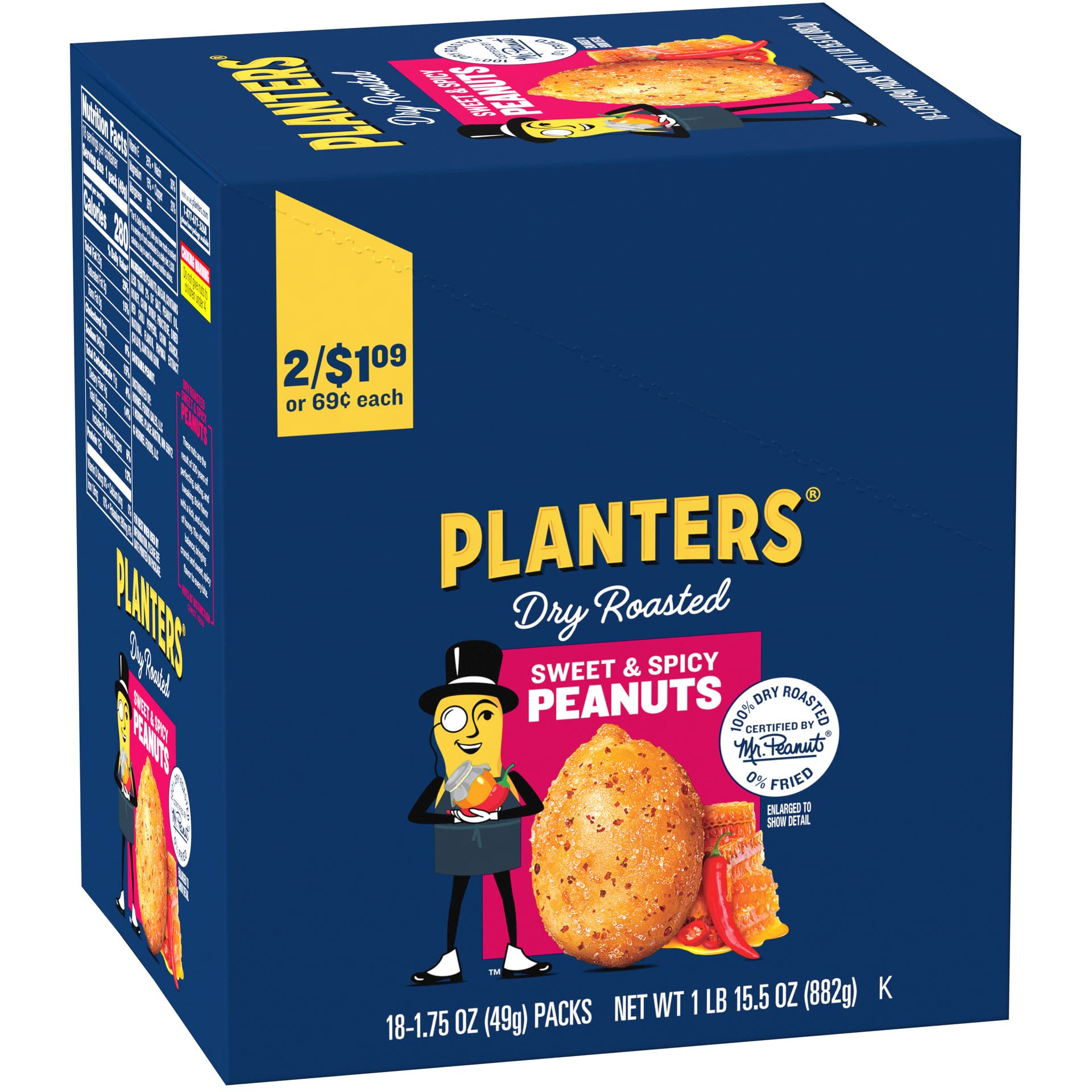 18-Count 1.75-Oz Planters Dry Roasted Peanuts (Sweet & Spicy) $5.13 w/ S&S + Free Shipping w/ Prime or on orders $35+