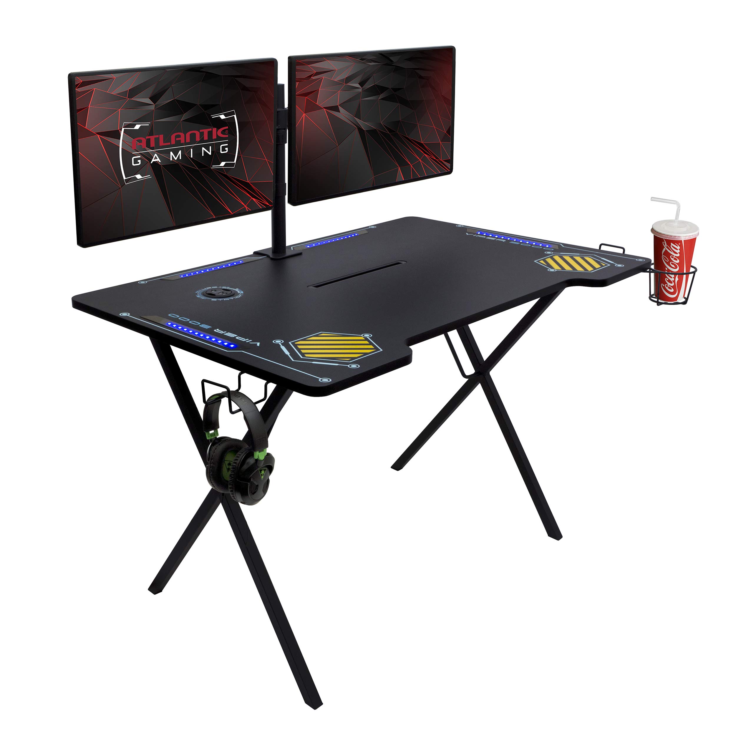 Atlantic Viper 3000 Gaming Desk w/ LED Lights $77 + Free Shipping
