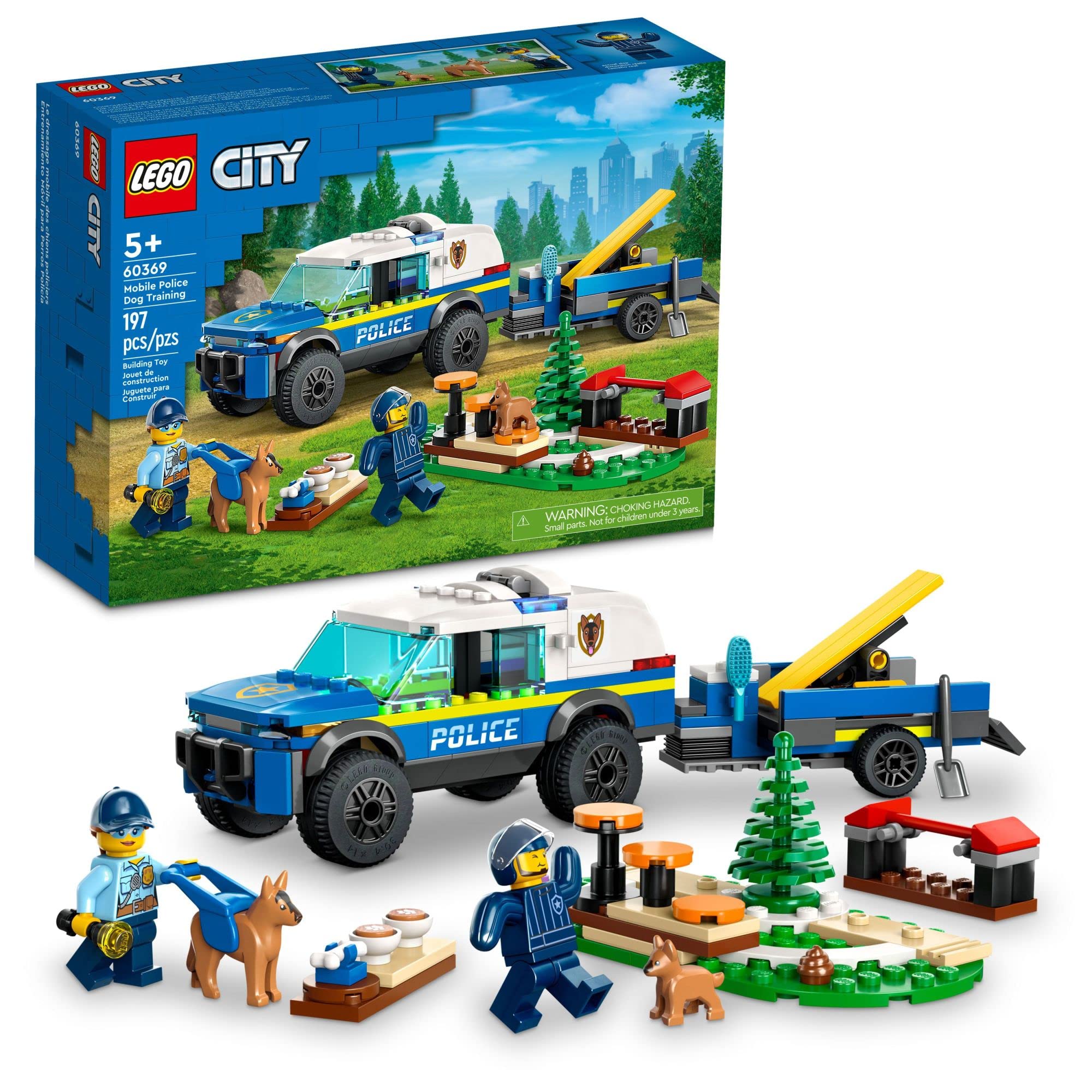 197-Piece LEGO City Mobile Police Dog Training w/ SUV Car, Trailer, Obstacle Course & Puppy Figures $19.20 + Free Shipping on $35+