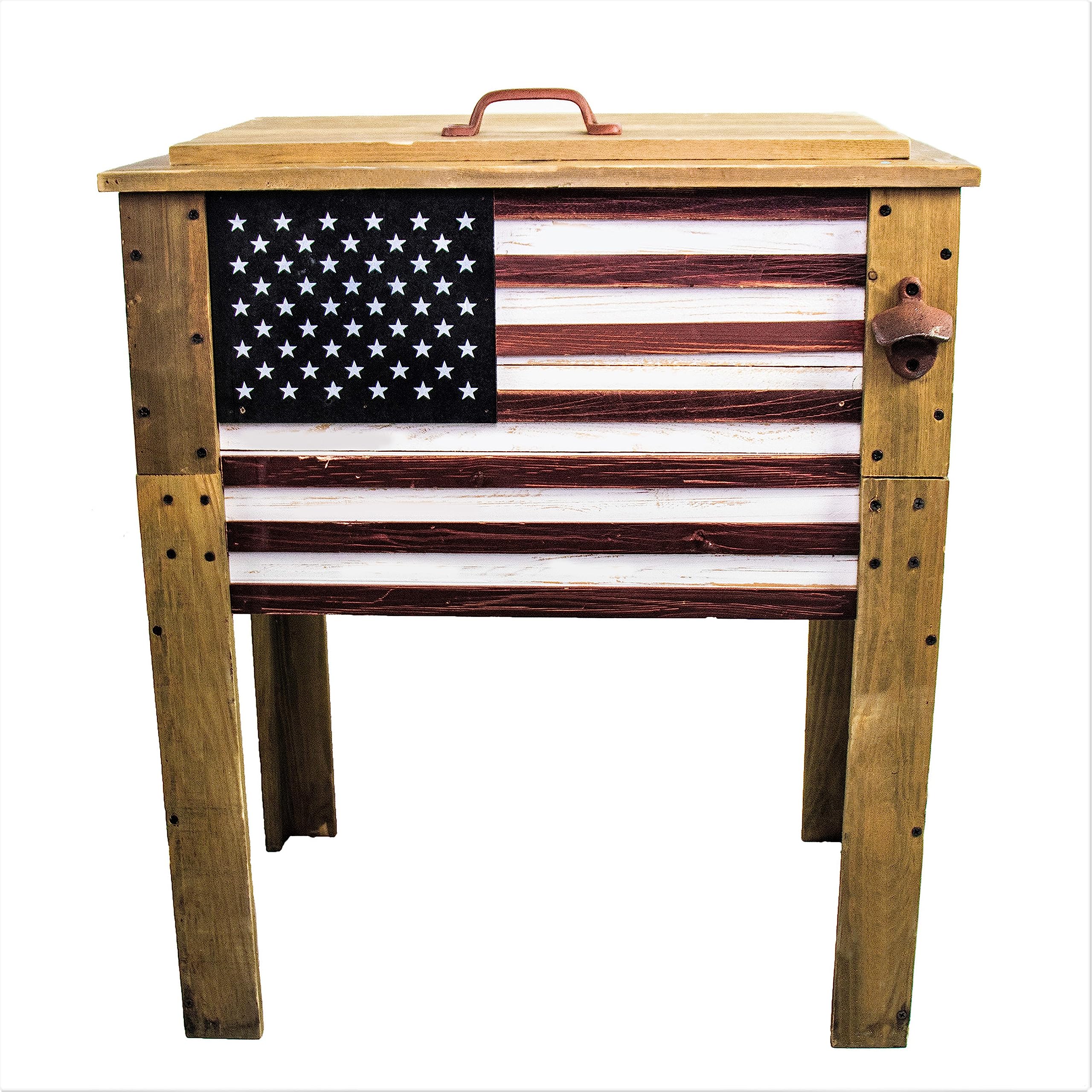 57-Quart Backyard Expressions American Flag Wooden Patio Beverage Cooler $73.25 + Free Shipping
