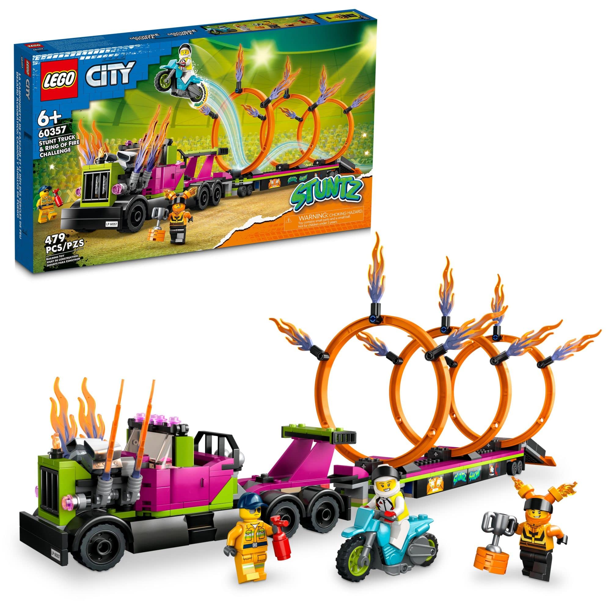 479-Piece LEGO City Stuntz Stunt Truck & Ring of Fire Challenge w/ Flywheel-Powered Motorcycle Toy & Minifigures $30.55 + Free Shipping w/ Prime or on $35+