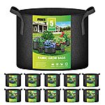 10-Pack 5-Gallon iPower Nonwoven Garden Grow Bags w/ Strap Handles (Black) $16.60