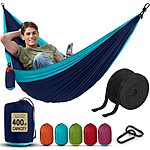 Sewanta Portable Camping Hammock w/ Tree Straps, Carry Bag (Navy, 400-Lb Capacity) $9