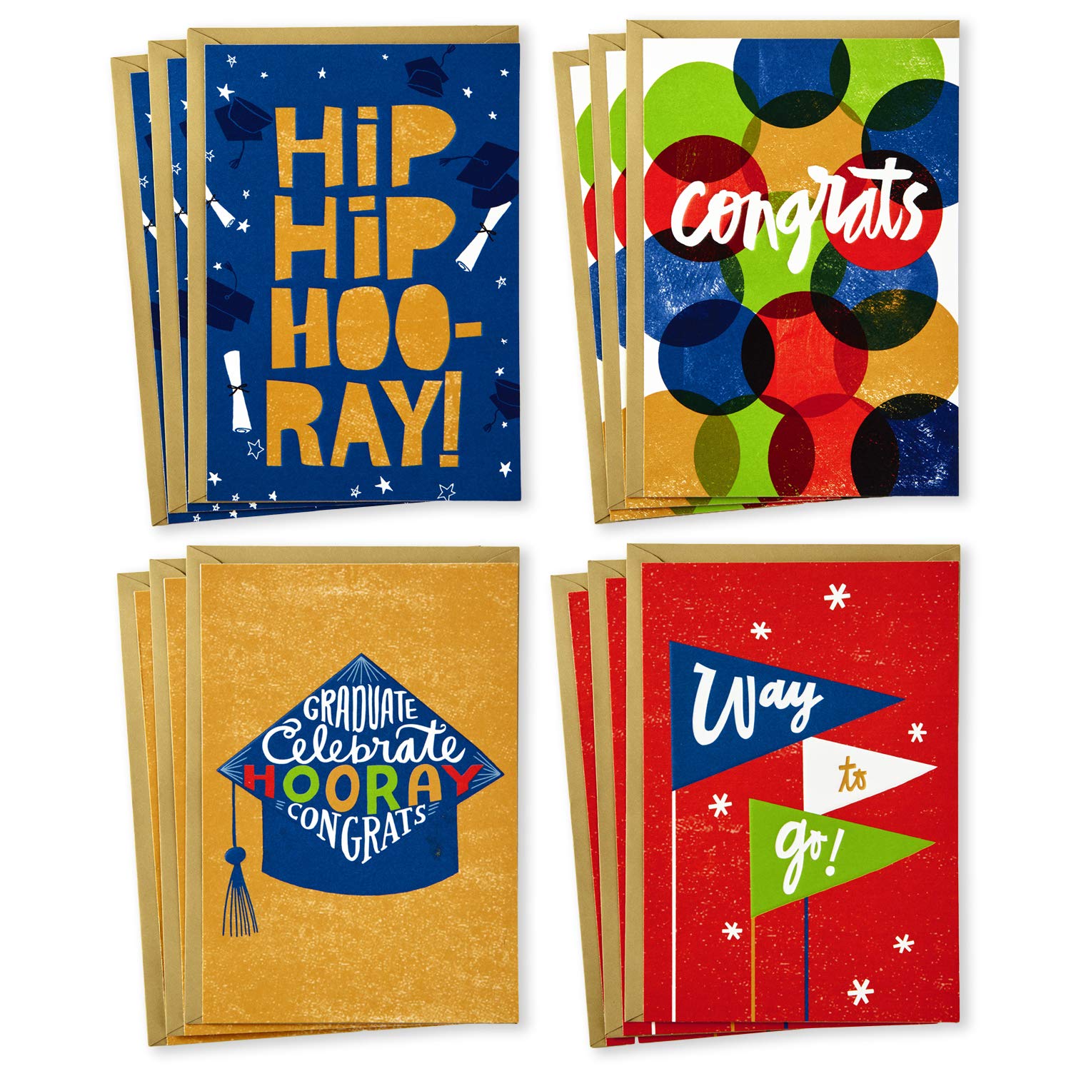 12-Pack Hallmark Graduation Cards (Congrats, Way to Go, Hip Hip Hooray, Grad Cap) $1.07 + Free Shipping w/ Prime or on $35+