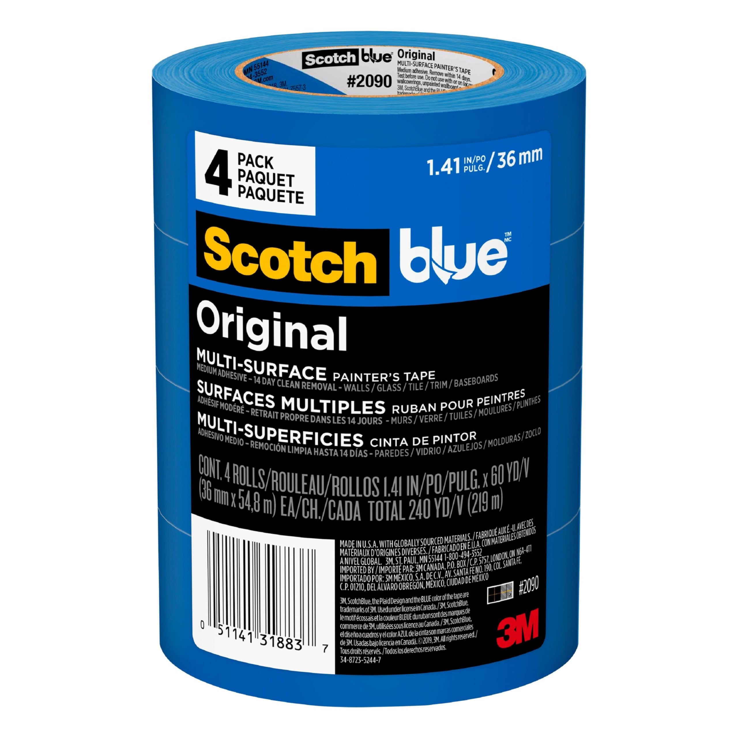 4-Rolls Scotch Blue Painter's Tape (1.41 Inches x 60 Yards) $12.00 + Free Shipping w/ Prime or on $35+