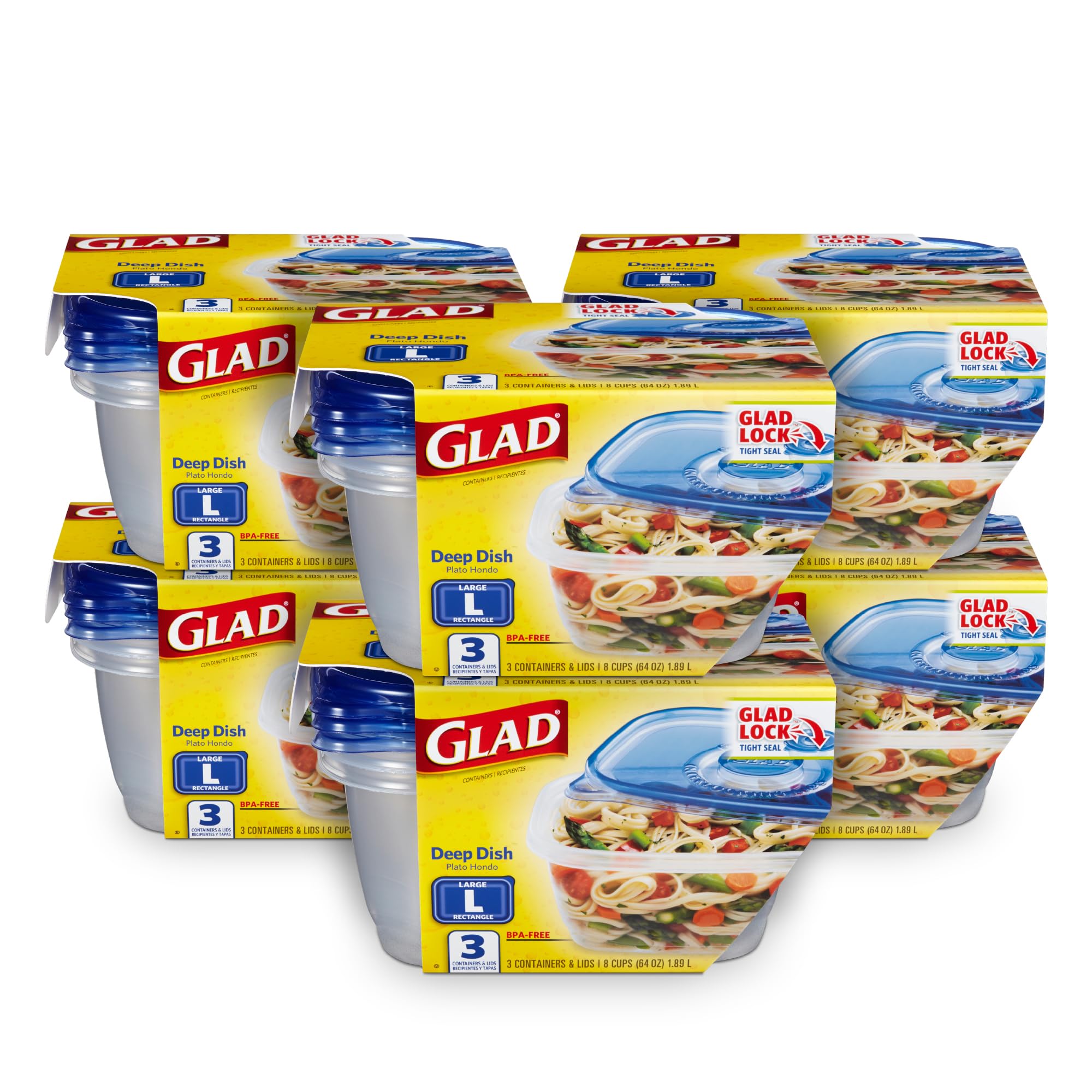 18 count 64 oz gladware deep dish plastic food storage containers