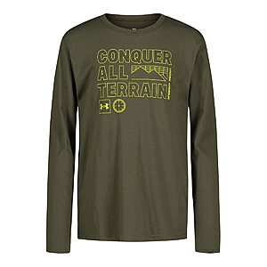 Under Armour Boys' Outdoor Long Sleeve Tee (Various Sizes, Od Green Terrain) $12 + Free Shipping w/ Prime or on $35+