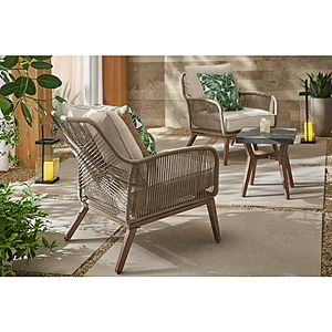 3-Piece Hampton Bay Haymont Steel Wicker Outdoor Patio Conversion Seating Set w/ Beige Cushions $333 + Free Shipping