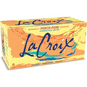 8-Pack 12-Oz LaCroix Naturally Sparkling Water (Peach-Pear) $  2.5 + Free Shipping w/ Prime or on $  35+