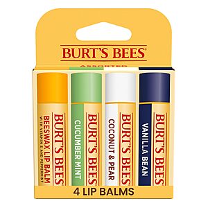 4-Count 0.15-Oz Burt's Bees Beeswax Lip Balm (Flavors of Spring) $4.79 w/ S&S + Free Shipping w/ Prime or on $35+