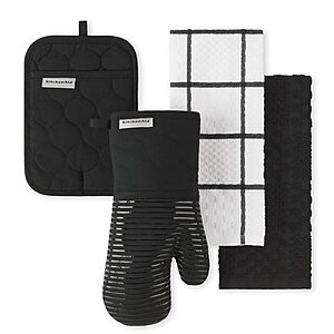 4-Pack Set KitchenAid Quilted Cotton Terry Cloth Oven Mitt, Potholder, Kitchen Towel (Matte Black) $9.91 + Free Shipping w/ Prime or on $35+