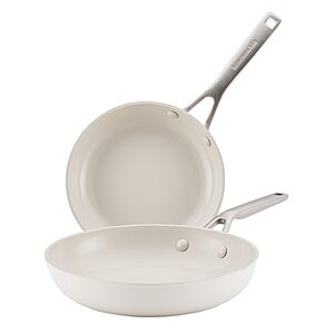 2-Piece KitchenAid Hard Anodized Ceramic Nonstick Frying Pan Set (8.25 Inch and 10 Inch, White) $39.99 + Free Shipping