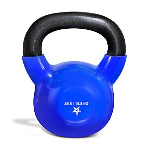 35-Lb Yes4All Vinyl Coated Cast Iron Kettlebell Weight (Blue) .30