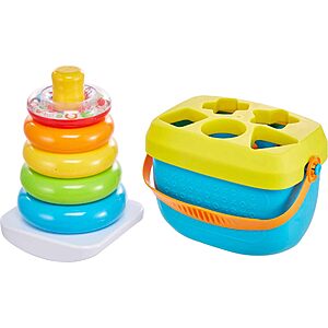 Fisher-Price: 11-Piece Baby's First Shapes Blocks Toy Set + 6-Piece Rock-a-Stack Ring Stacking Toy $10.99 + Free Shipping w/ Prime or on $35+
