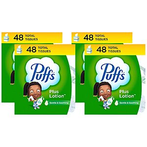 4-Pack 48-Count Puffs Plus Lotion Facial Tissue $3.88 w/ S&S + Free Shipping w/ Prime or on $35+