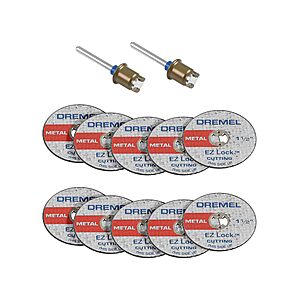 Dremel 2-pack EZ406-02 EZ-Lock Starter Kits, includes 10x 1.5-Inch Reinforced Cut-Off Wheels and 2x EZ402 Mandrels $24.59 + Free Shipping w/ Prime or on $35+