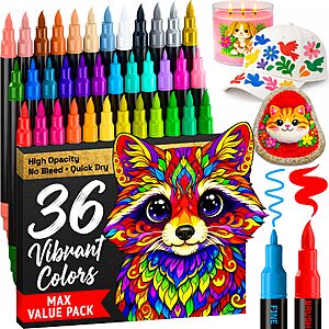 36-Pk Artistro Dual-Tip Acrylic Paint Markers (Assorted Colors) $9.50 w/ S&S