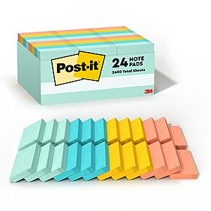 24-Pack Post-it 1.5" x 2" Sticky Notes (Assorted Pastel Colors) $7.34 + Free Shipping w/ Prime or on $35+