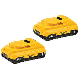 2-Pk DeWALT 20V MAX 4 Ah Lithium-Ion Battery $79 + Free S&H