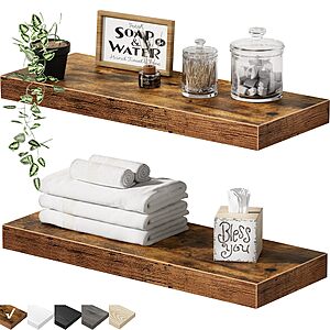 2-Pack 15.7" QEEIG Bathroom Floating Shelves (Rustic Brown) or on