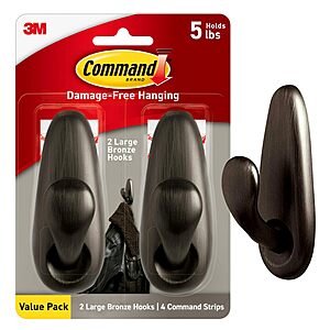 2-Pack 3M Command Forever Classic Large Metal Wall Hooks (Bronze) $9.47 + Free Shipping w/ Prime or on $35+