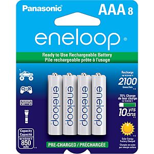8-Pk Panasonic eneloop AAA Rechargeable 800mAh Ni-MH Batteries