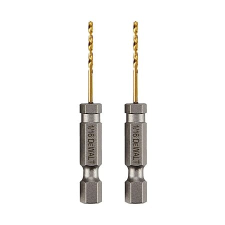 2-Pack DeWalt Impact Ready 1/16 in. X 2-1/4 in. L Titanium Nitride Drill Bit Hex Shank $4.99 + Free Shipping w/ Prime or on $35+
