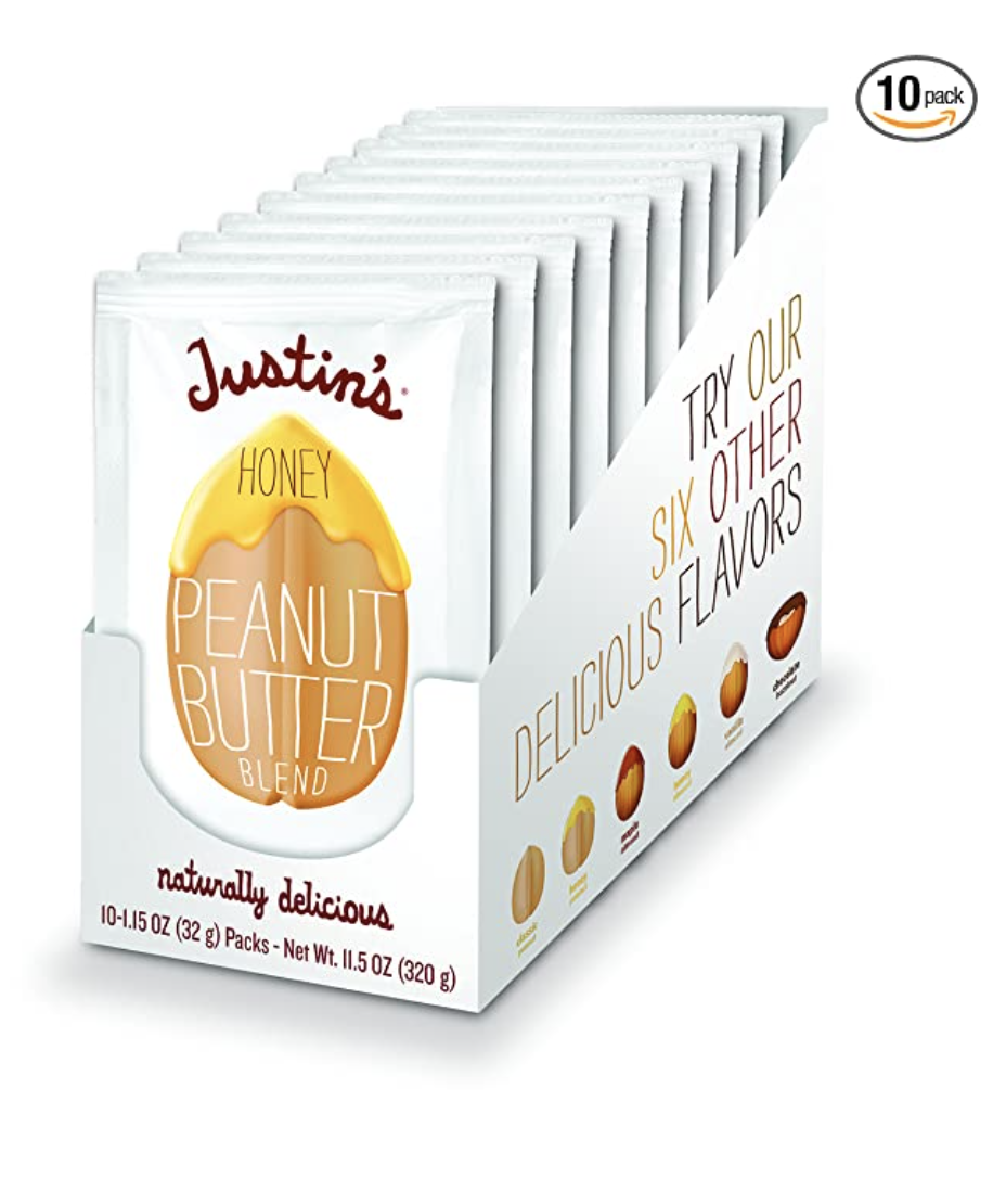Justin's Honey Peanut Butter Squeeze Packs, Gluten-free, Non-GMO, Responsibly Sourced, 1.15 Ounce (10 Pack) $8.56 + Free Shipping w/ Prime or on $25+