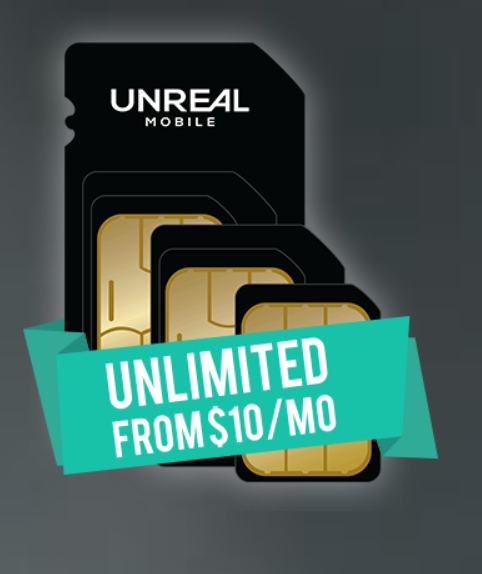 UNREAL Mobile: Starting at $10 - FREE 3-IN-1 GSM SIM + 14-day trial of Unlimited Mobile + 5GB 4G LTE
