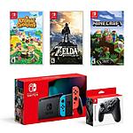 Nintendo Switch (red/blue) Gamer Bundle includes Animal Crossings, Zelda, Minecraft, and Pro Controller $500