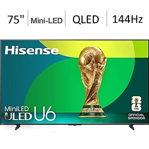 Costco Members: 75" Hisense U65QF Series 144Hz 4K UHD Mini-LED Smart TV + 5 Yr Wty (2025) $599.98