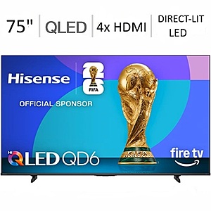 Hisense 75" QD6QF Series Hi-QLED 4K UHD Smart TV (2025) @ Best Buy $399.99