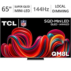 TCL 65" QM8L Series SQD-Mini LED QLED 144Hz 4K Smart Google TV $1000 + Free S&H