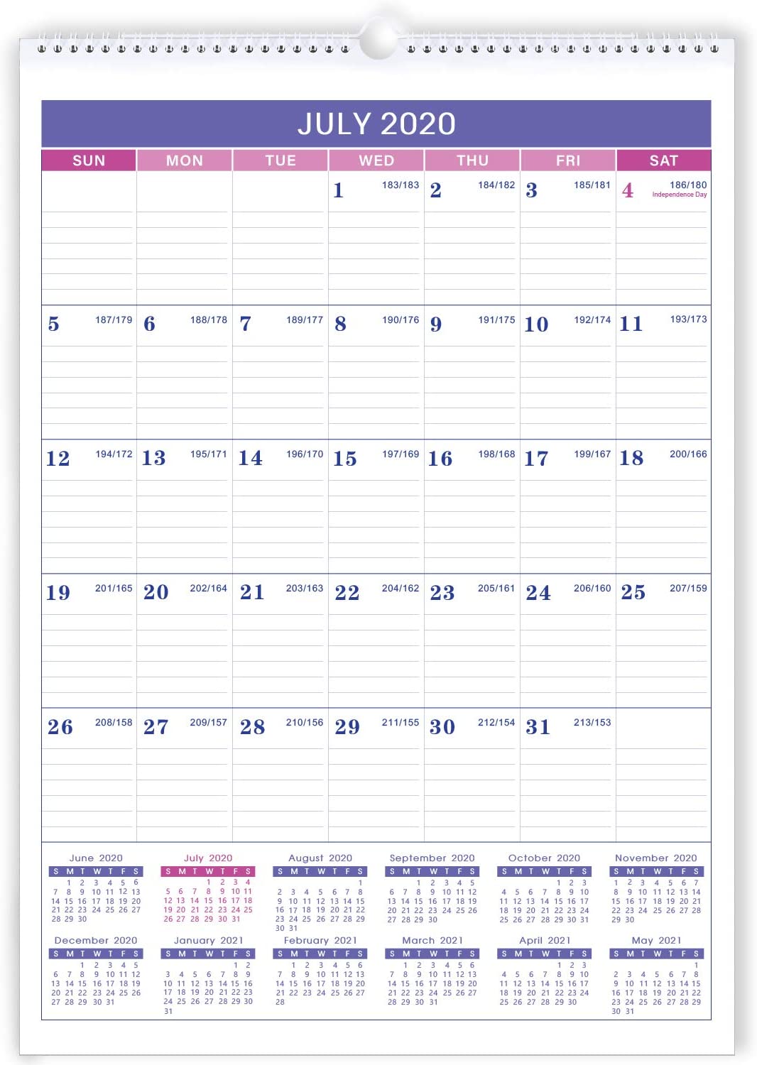 2020-2021 18 Months Wall Calendar Large 12" x 17", Perfect for Office & Home $4.49