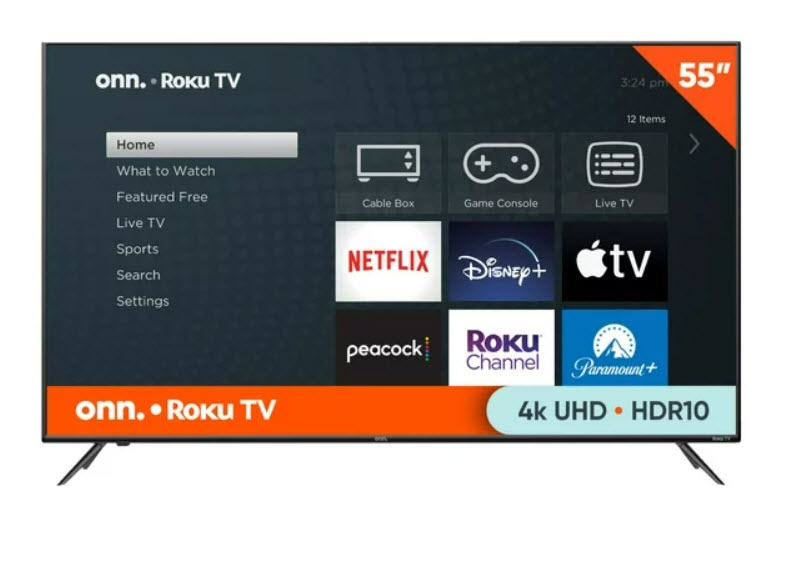 $218 onn. 55” Class 4K UHD (2160P) LED Roku Smart Television HDR Free Shipping